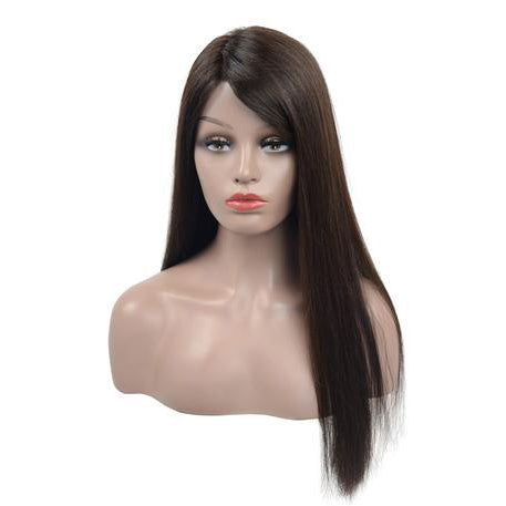 Brown color Human Hair Long Length Luxurious Full Lace Wig
