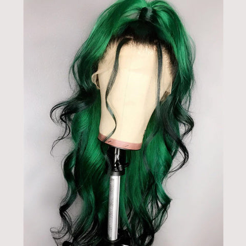 lace wig green and black color
