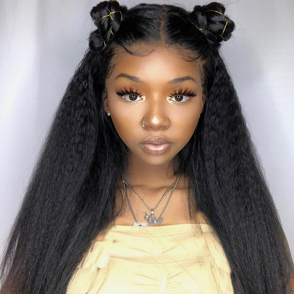 Peruvian Hair Black Color Lace Front Wig Kinky – Lux Hair Shop