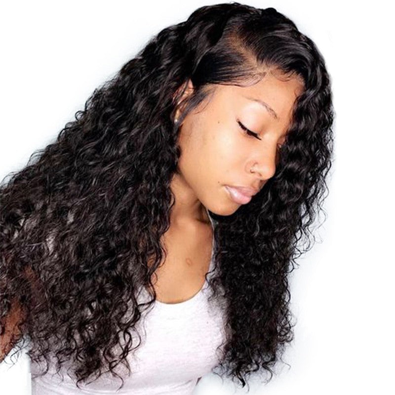 Brazilian Hair Natural Color Curly Long Hair Full Lace Wig 