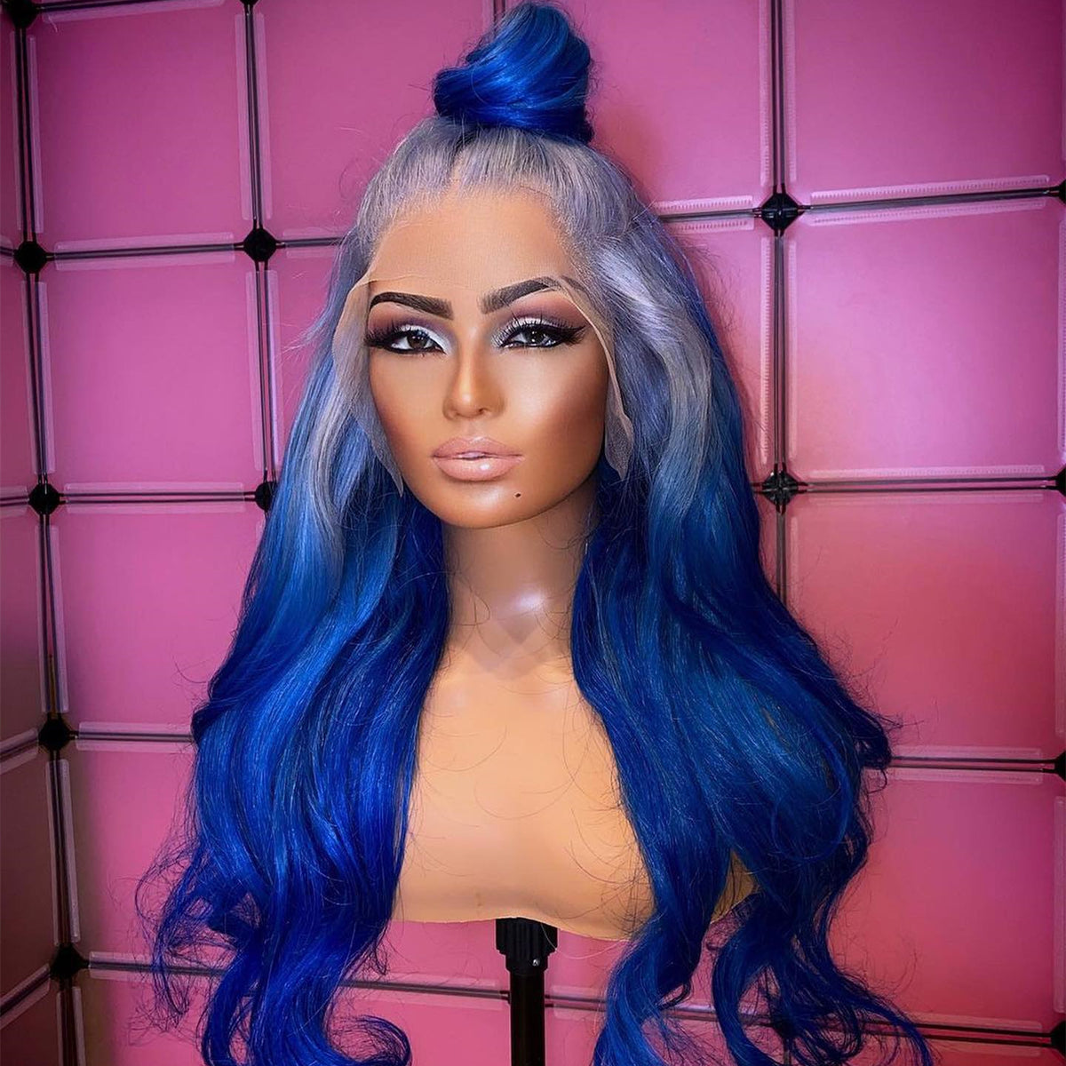 BLUE GREY PURPLE GRADIENT LACE FRONT WIG Soft Purple Gradient Long Wave Lace Front Wig - Two Tone  main image 2