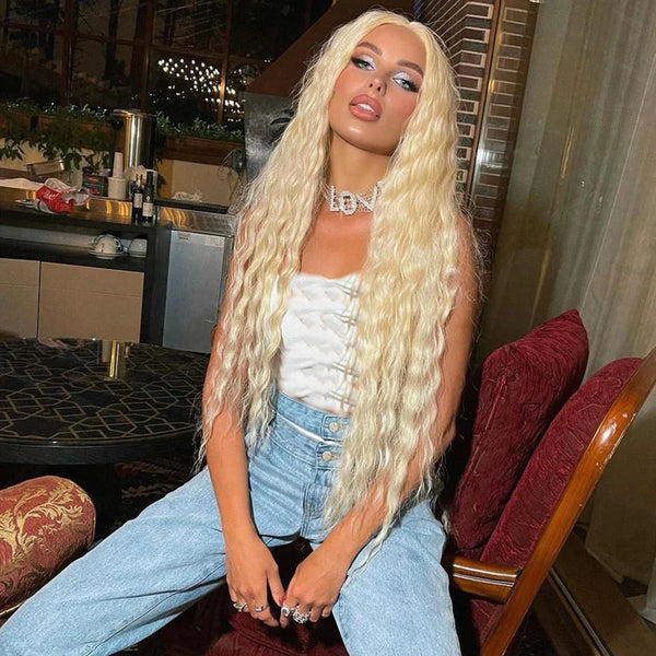 On Sale Peruvian Hair Blond Color Deep Wavy Lace Front Wig
