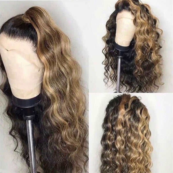 On Sale Peruvian Hair Long Loose Wavy Lace Front Wig Ombre Color