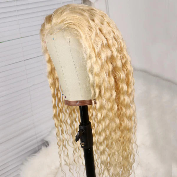 On Sale Peruvian Hair Blond Color Deep Wavy Lace Front Wig
