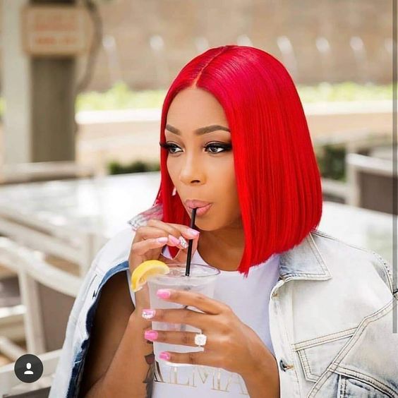 On Sale Peruvian Hair Red Color Straight Lace Front Bob Wig