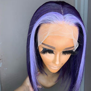 Purple Color Highlight Lace Front Bob Wig