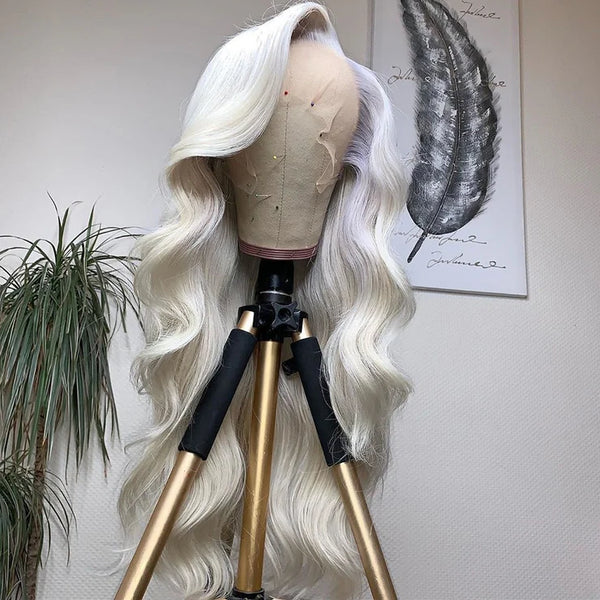 On Sale Iced Blonde Color 100% Peruvian Hair Body Wavy Lace Front Wig