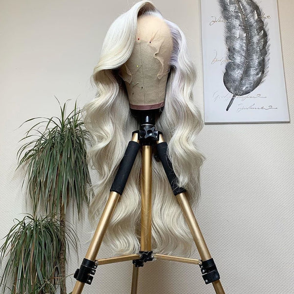 On Sale Iced Blonde Color 100% Peruvian Hair Body Wavy Lace Front Wig