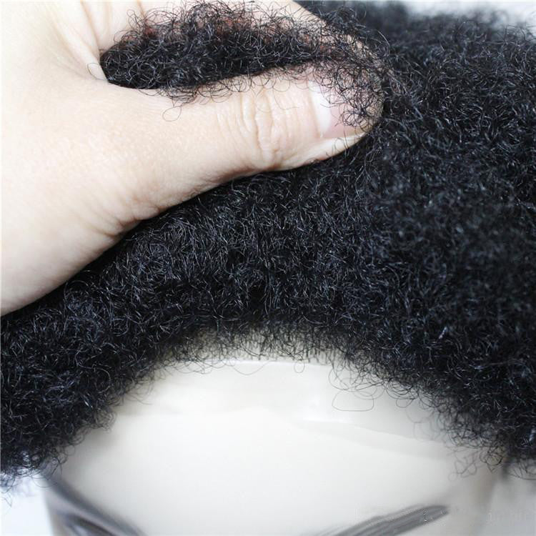European Virgin Human Hair Black Afro Curl Man Toupee