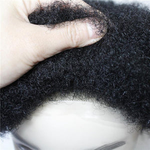 European Virgin Human Hair Black Afro Curl Man Toupee