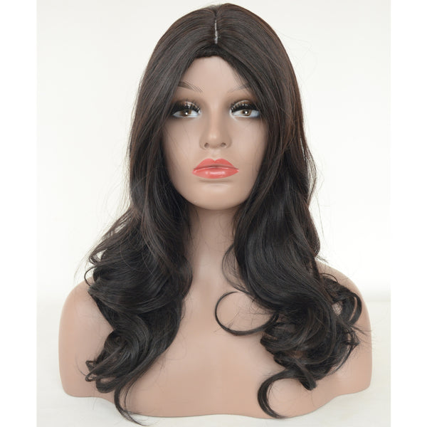 Synthetic Hair Natural Color Body Wavy Long Hair Machine Made Wig