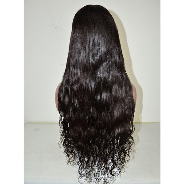 Peruvian hair Natural Wavy Long Hair Full Lace Wig Black
