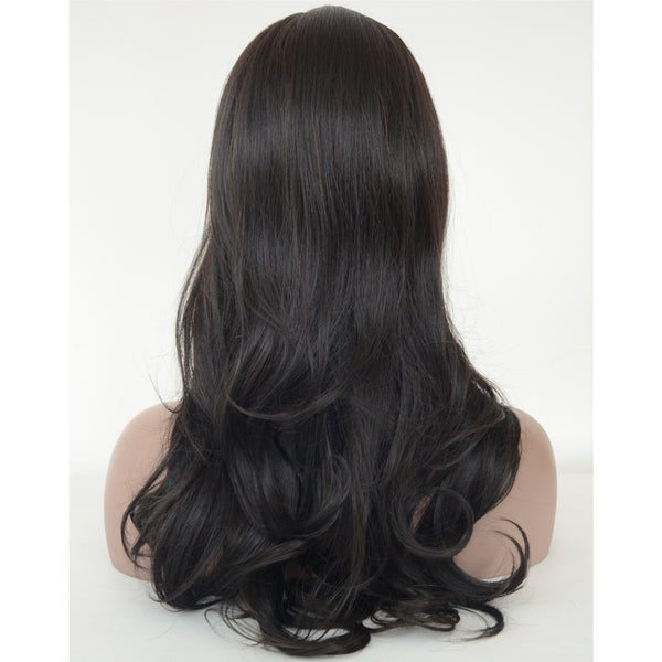 Synthetic Hair Natural Color Body Wavy Long Hair Machine Made Wig