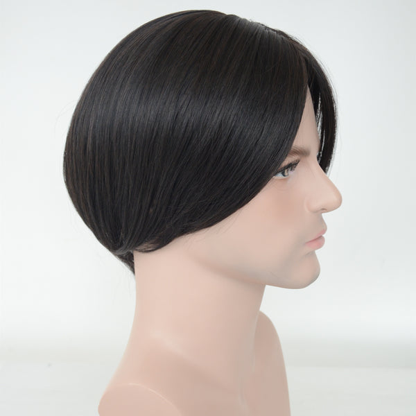 Synthetic Hair Black Color Machine Made Toupee