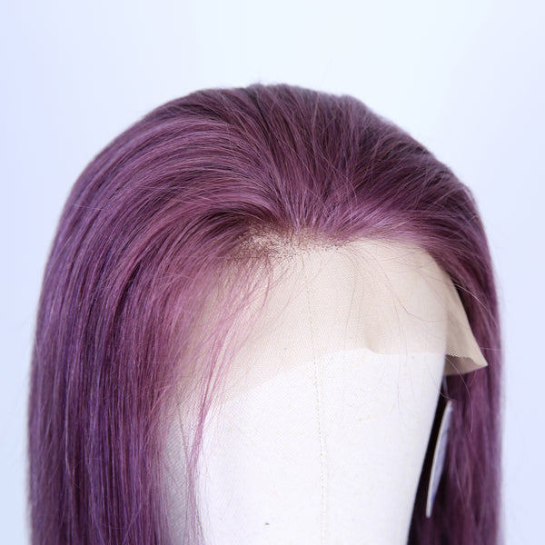Peruvian Hair Fashion Straight Full Lace Wig Purple Color