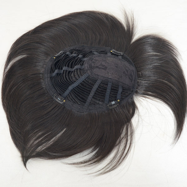 Synthetic Hair Black Color Machine Made Toupee