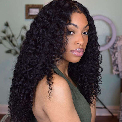 Peruvian Hair Curly Lace Front Wig Natural Color