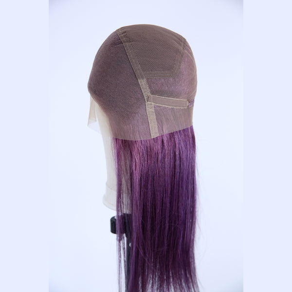Peruvian Hair Fashion Straight Full Lace Wig Purple Color