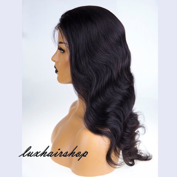 Peruvian Hair Fashion Body Wavy Long Hair Lace Front Wig Natural Color