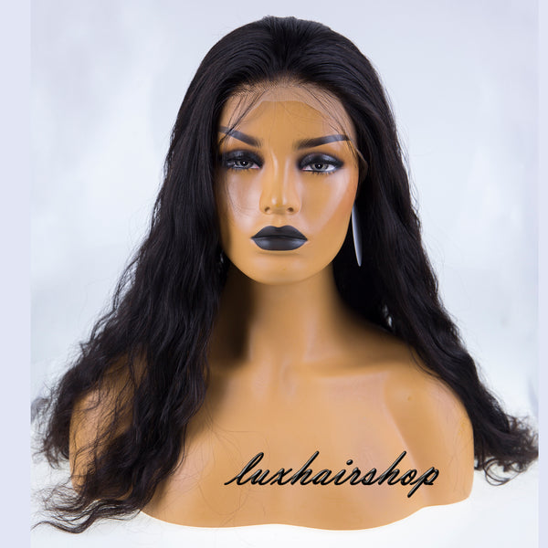 Peruvian Human Hair Loose Wavy Black Color Lace Front Wig