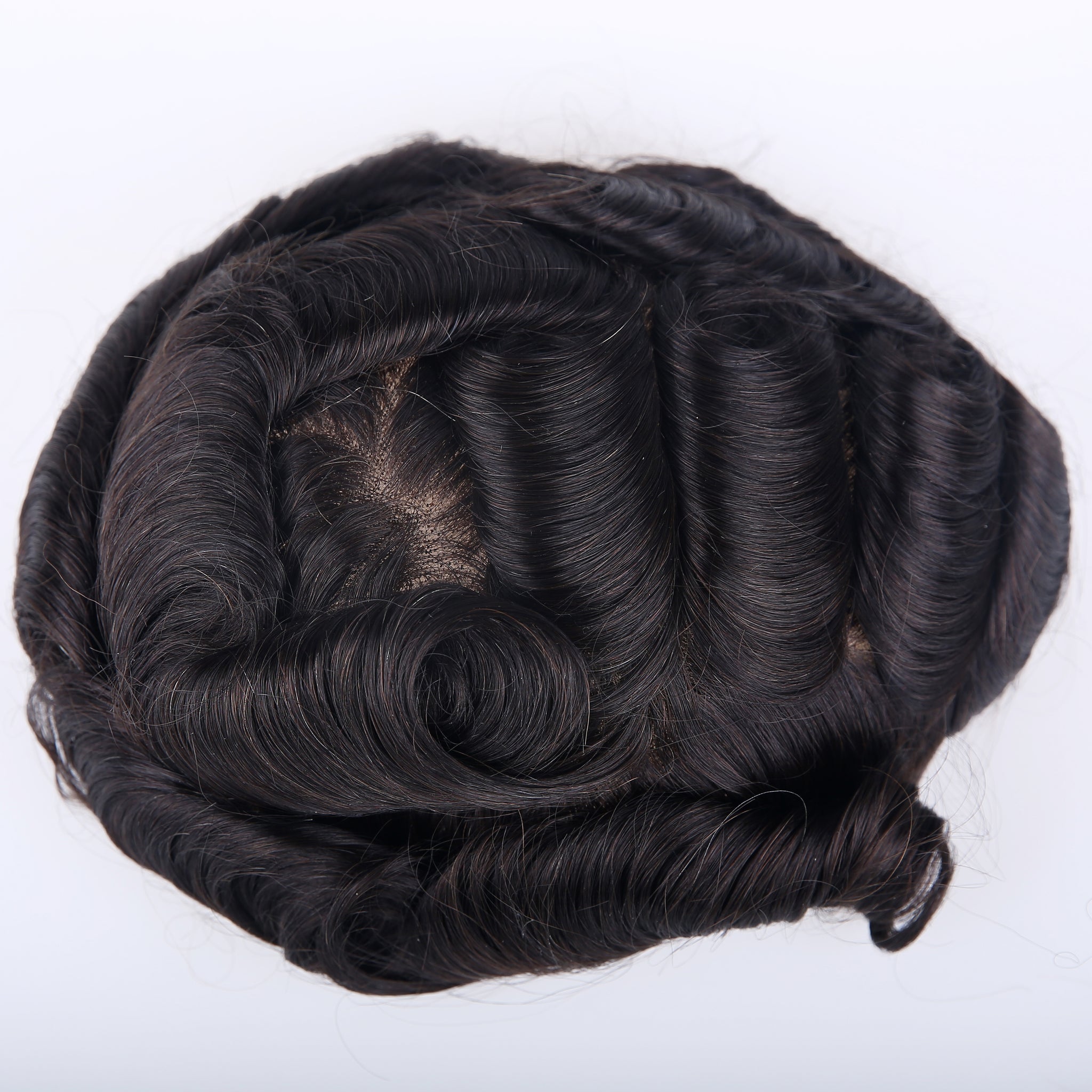 European Virgin Human Hair Natural Black French Lace 02 Base Man Toupee