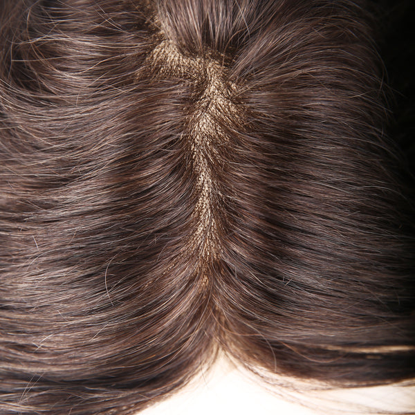 European Virgin Human Hair Dark Brown Los Angles Base Men Hairpieces