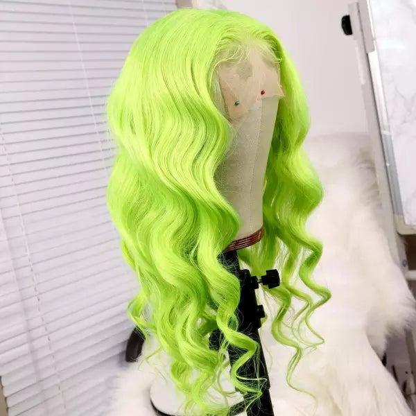 Beautiful Light Green Wavy Full Wig Ella - Light Blue to Green Ombre Tinsel Long Wavy Synthetic  main image 3