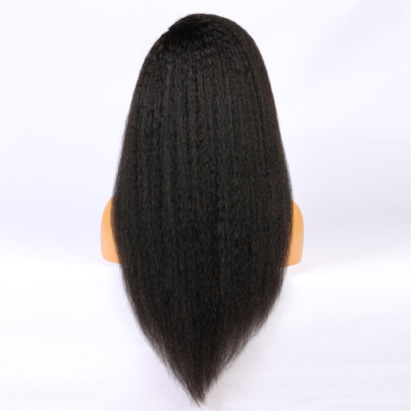 Peruvian Hair Black Color Lace Front Wig Yaki