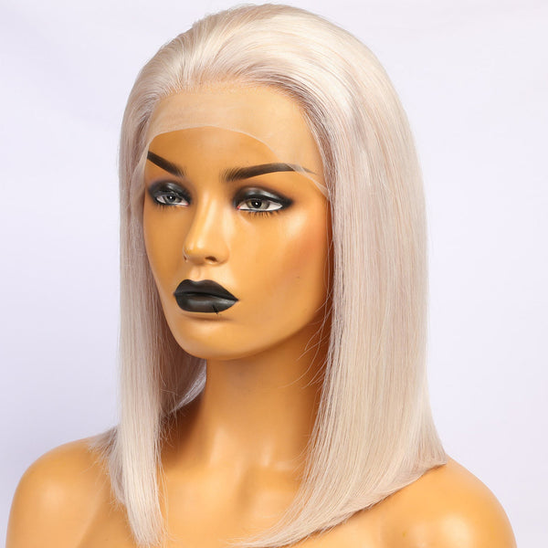 Peruvian Hair iced blonde Color Straight Lace Front Bob Wig