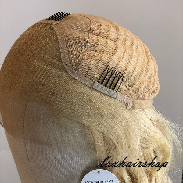 Peruvian Hair Lace Front Wig Light Blond Color Body Wavy