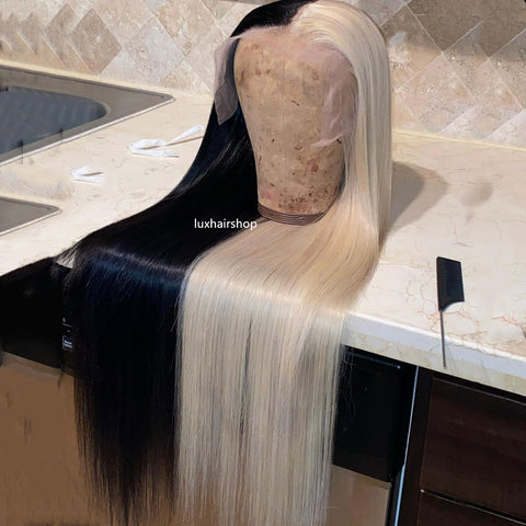 Half Iced Blond and Half Black Color