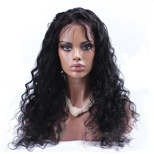 Brazilian Human Hair Black Color Loose Wave Lace Front Wig