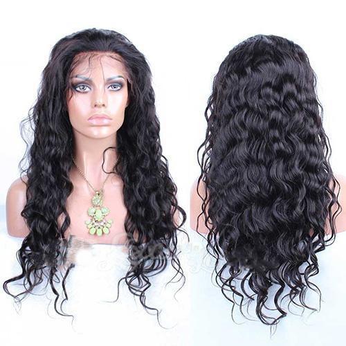 Brazilian Human Hair Black Color Loose Wave Lace Front Wig