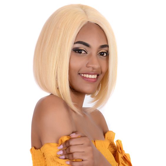 Peruvian Hair Blond Color Straight Lace Front Bob Wig