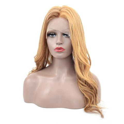 Peruvian Hair Blond Mix Brown Color Body Wavy Lace Front Wig