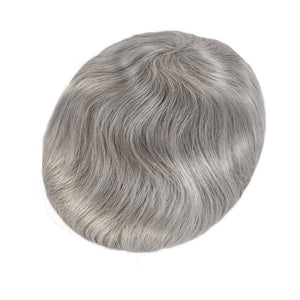 European Virgin Human Hair Brown Color 80% Grey #380 Man Toupee V-LOOP