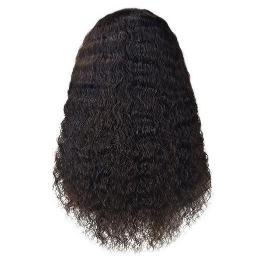 Peruvian Hair Black Color Lace Front Wig  Deep Wavy