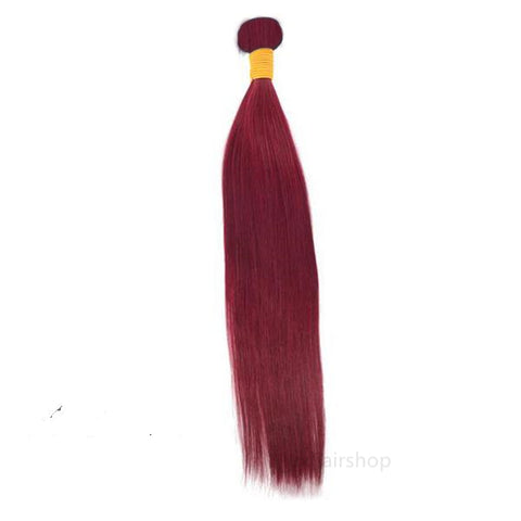 Peruvian Human Hair Weft Red Color Straight Bundles