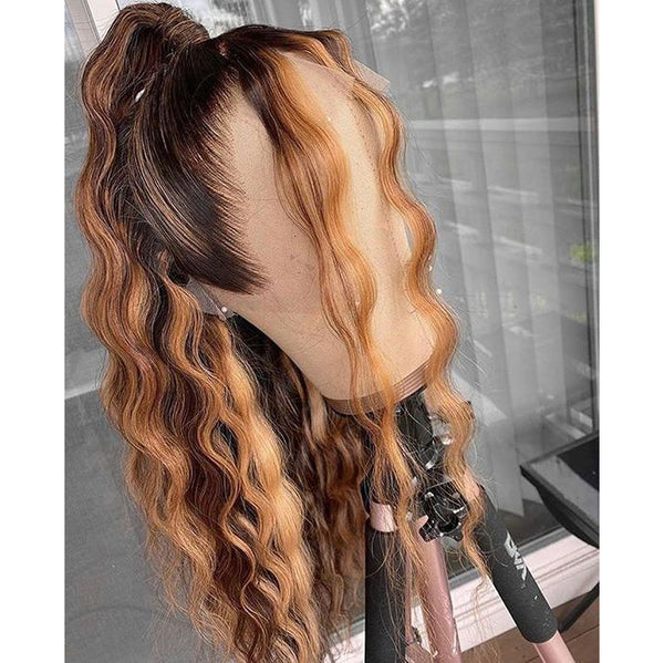 Peruvian Hair Ombre Color Loose Wave Pre-Styled Lace Front Wig