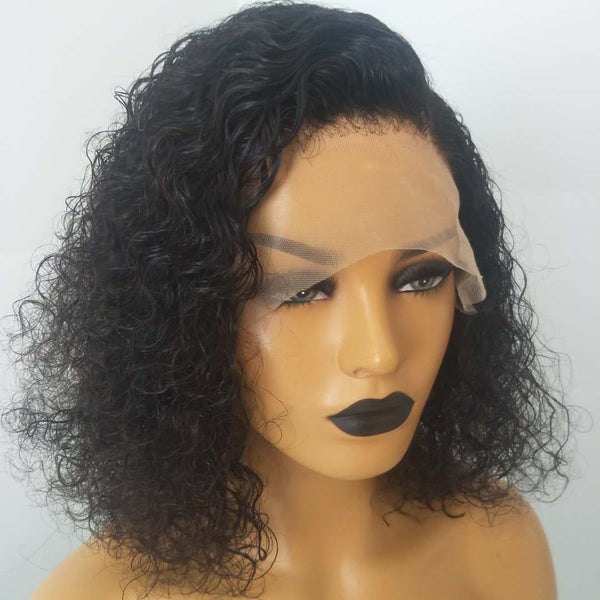 Peruvian Hair Curly Short Hair Lace Front Wig Natural Color