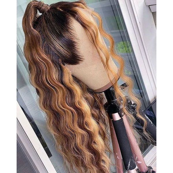 Peruvian Hair Ombre Color Loose Wave Pre-Styled Lace Front Wig