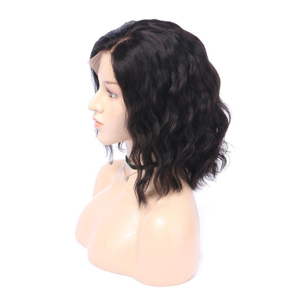 Brazilian Human Hair Black Color Slight Wave Lace Front Wig