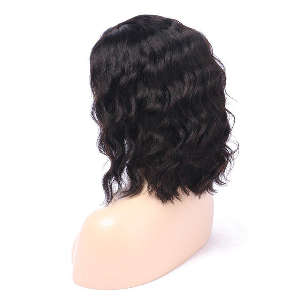 Brazilian Human Hair Black Color Slight Wave Lace Front Wig