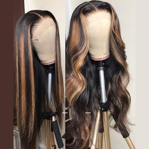 Straight and Body Wavy Ombre Color Wig