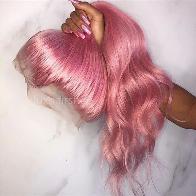 Pink color slight wave wig