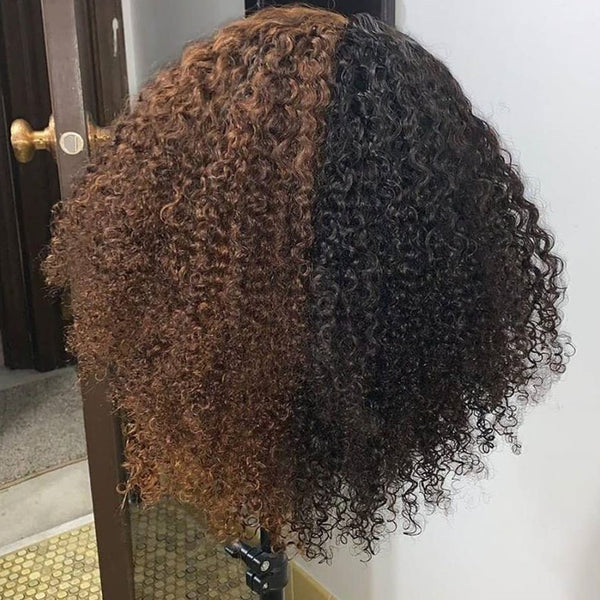 Half Black And Half Brown curly wig