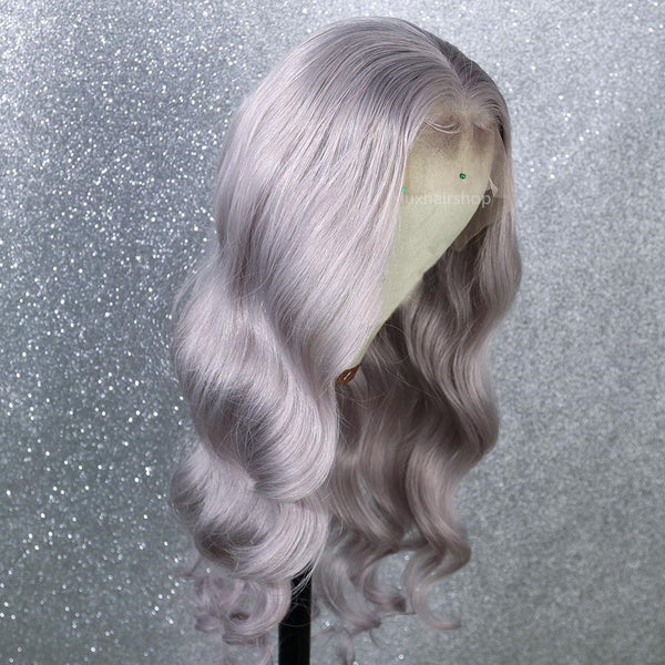 body wave silver color wig