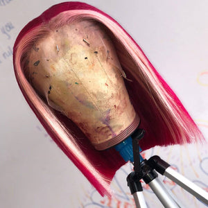 Fuchsia With Light Pink Color bob wig