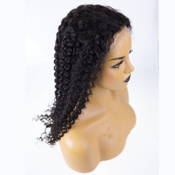Brazilian Human Hair Black Color Deep curly Lace Front Wig