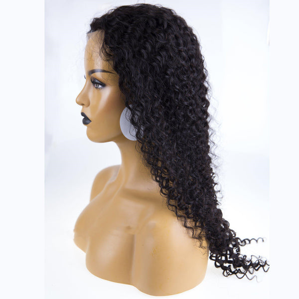 Brazilian Human Hair Black Color Fashion Curly Lace Front Wig